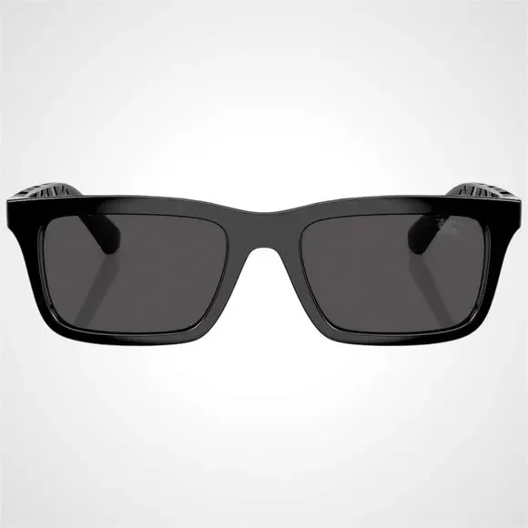 New Burberry Sunglasses Black Square Interior Classic Check Arms 53mm Gray Lens - Picture 2 of 7